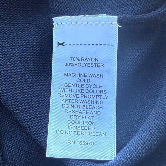 Melissa Paige Sweater Womens PM Navy Rayon Blend Ribbed Elbow Sleeve V-Neck - Picture 7 of 7